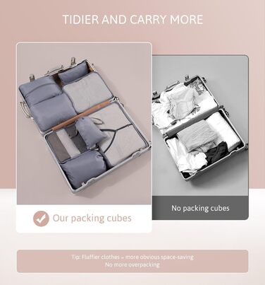 Органайзер для валізи Meowoo, набір 8 шт. (сірий): кубики для пакування, органайзери для подорожей та бізнесу