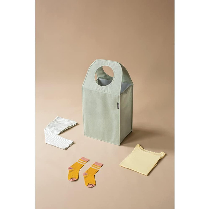 Brabantia - Laundry Bag - Quick-Drop Opening - Robust Textile Bag - Space-Saving - The lid folds out into handles - Easy emptying - Green - 55 L - 29.5 x 54.0 x 50.5 cm