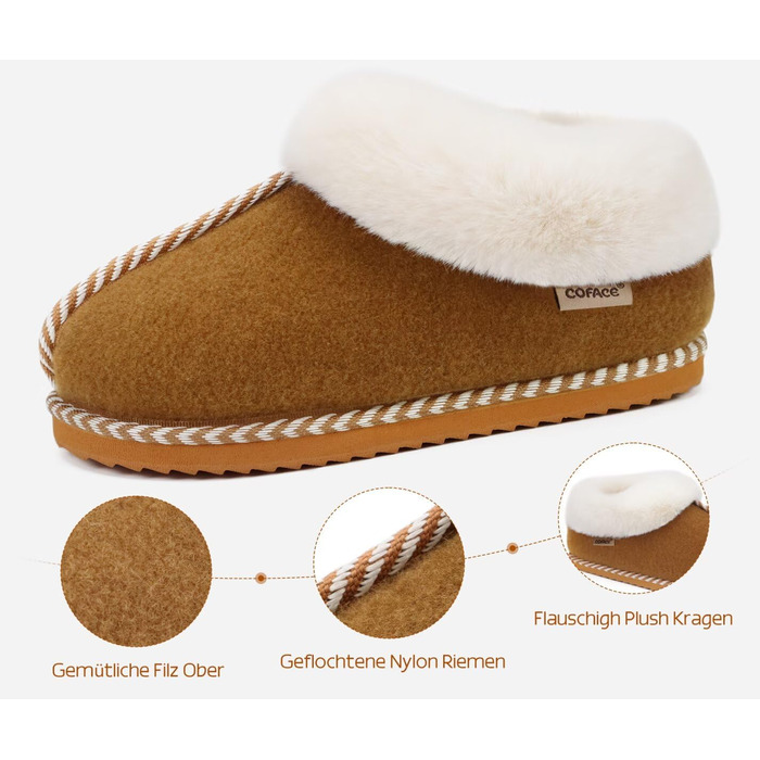 Тапочки халатні жіночі COFACE з Memory Foam, з фетру, зимові, розмір 36-43, кольору хакі (EU 38)