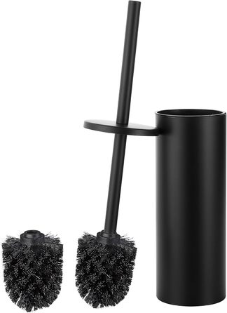 Набір для чищення унітазу GERUIKE з керамічним тримачем: щітка та тримач сірого матового кольору (чорний матовий метал)