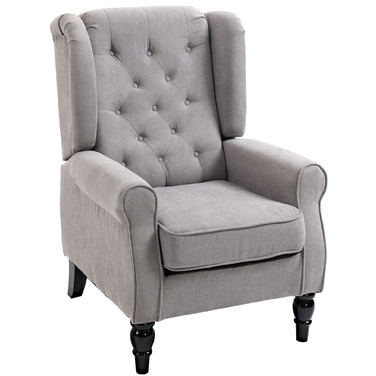 HOMCOM Armchair with High Backrest, Weight Capacity up to 160kg, Single Armchair for Living Room, Comfortable Wingback Chair, Grey