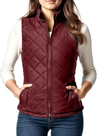 Жіноча пуховик NY Thread Pufferwete: легкий, з коміром, утеплений, на блискавці, чорний (L, Бордовий)