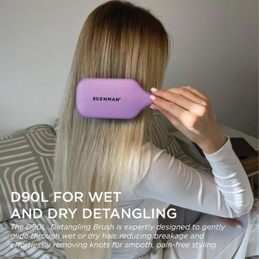 Щітка для волосся Denman D90L Tangle Tamer Ultra: розплутування та догляд за довгим волоссям, нейлонові щетинки, фіолетовий колір