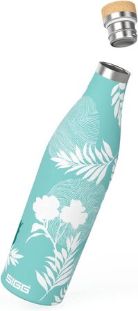 SIGG - Insulated Drinking Bottle - Meridian - Leak-proof - Extra slim - BPA-free - Plastic-free - Double-walled 18/8 Stainless Steel - Bamboo Screw Cap - 0.5L / 0.7L (Sumatra Birds, Sumatra 0.5 L)