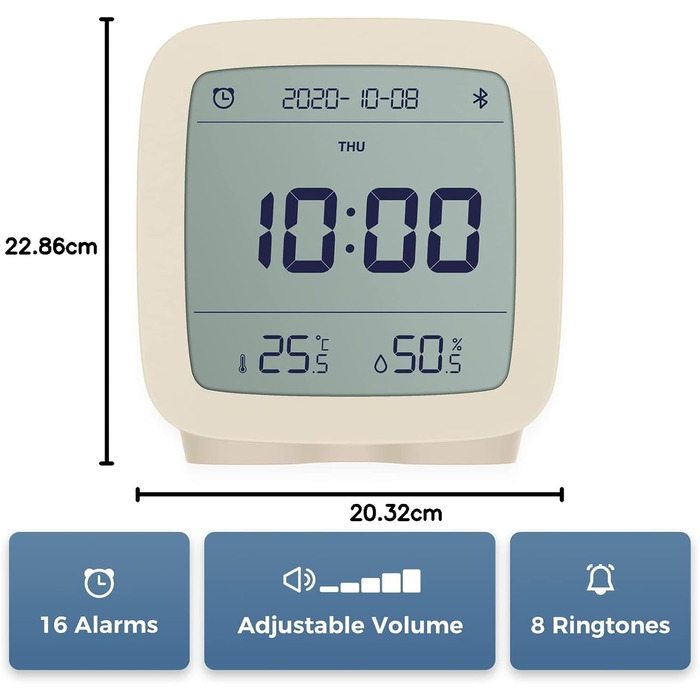 Qingping Bluetooth Alarm Clock, Works with Mi Home (All settings via App), Digital Smart Alarm Clock Battery Powered with Multiple Alarms