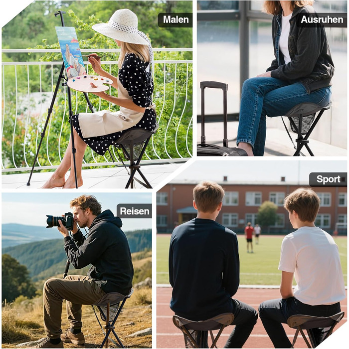 Складний туристичний стільчик з кишенею для риболовлі, кемпінгу та пікніків. Чорний, 53.3 см, до 102 кг.