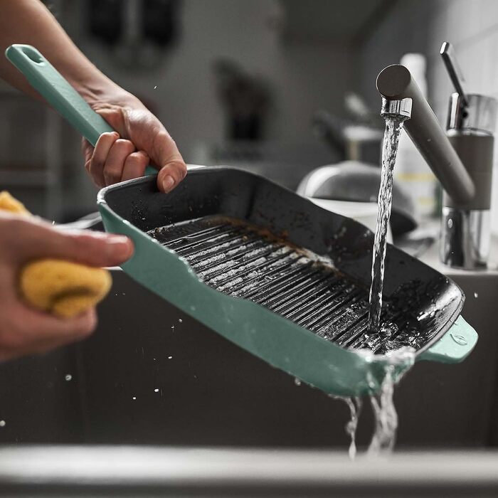 Чавунна гриль-сковорода Springlane Mint 26 см - Емальована сковорода для стейків з ребрами гриля, підходить для всіх плит, включаючи індукційні