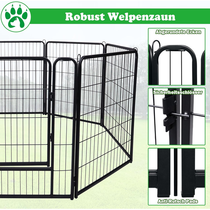 Набір вольєрів для собак SUBTLETY (6 шт.) з дверима та ґрунтовими анкерами. Freilaufgehege, загородження для собак, вольєр для цуценят, портативний вольєр для тварин, для саду та кемпінгу. Стійкий до погодних умов.