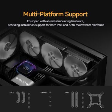 Iota L36 BK AIO: Рідинне охолодження ПК з цифровим дисплеєм, 360мм, для AMD AM4/AM5 та Intel LGA 115X/1200/1700/1851