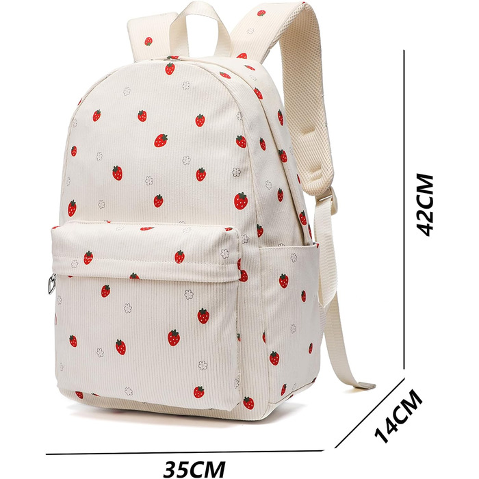 Шкільний рюкзак для дівчаток: легкий, для підлітків, з відділенням для ноутбука (Клубничка)