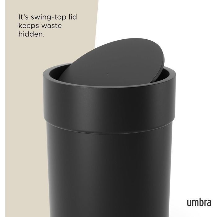 Сміттєвий кошик Umbra Touch з гойдальним кришкою, 6 л, чорний