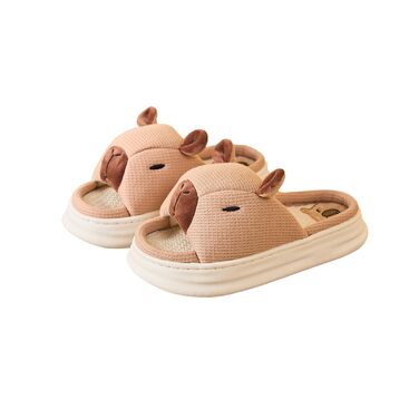 Жіночі тапочки-халат Gaolinci з мультфільмом, літні, лляні, 41/42 EU, бежевий капібара