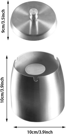 Попільничка для вулиці з кришкою - герметична, вітростійка, підлогова попільничка для вулиці та дому - попільничка з нержавіючої сталі для сигарет (срібна)