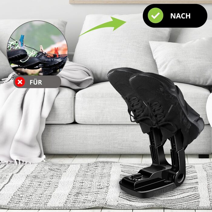 Сушарка для взуття Vonia з таймером - освіжувач взуття - усуває неприємний запах - чорна (стандартна)