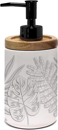 Дозатор для мила Douceur d'intérieur, керамічний з бамбуком, розмір 7,5 x 17 см, колір бурштиновий