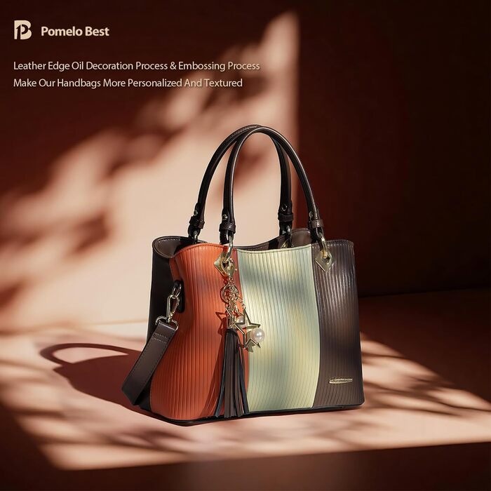 Сумка Pomelo Best жіноча багатокольорова смугаста через плече (Bernsteinmoos) з внутрішніми кишенями