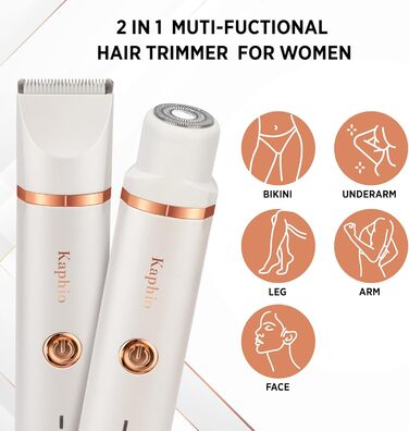 Триммер для бікіні та тіла для жінок 2-в-1: електричний водонепроникний триммер для інтимної зони, обличчя, ніг та рук (Перловий білий)