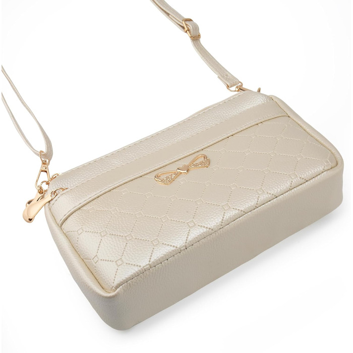 Сумка жіноча через плече маленька елегантна з тисненим візерунком, шкіряна PU, біла перлина