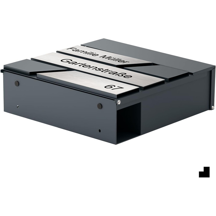Поштовий ящик для газет Anthrazit з іменним шильдиком Julia Standard UV - настінний, порошкове покриття RAL 7016, 37x37 см