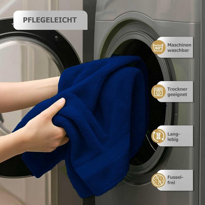 Набір рушників для рук Class Home Collection Ftee, 100% бавовна, м'які та гігроскопічні, Royalblau (королівський синій), 30x50 см, 10 шт.