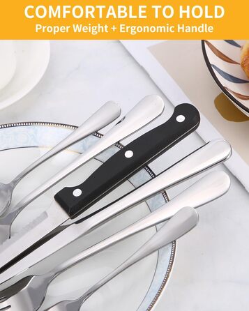 12-Person Flatware Set with Steak Knives, 72-Piece Stainless Steel Flatware Sets, High-Polished and Dishwasher Safe, Elegant Dinnerware, with Knife/Fork/Spoon, for Home, Party, Restaurant