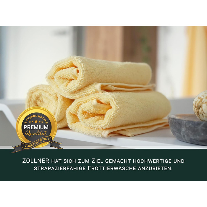 Набір махрових рушників для ванни ZOLLNER, 50x100 см, 6 шт, жовті — високопоглинаючі бавовняні рушники готельного якості з підвісом