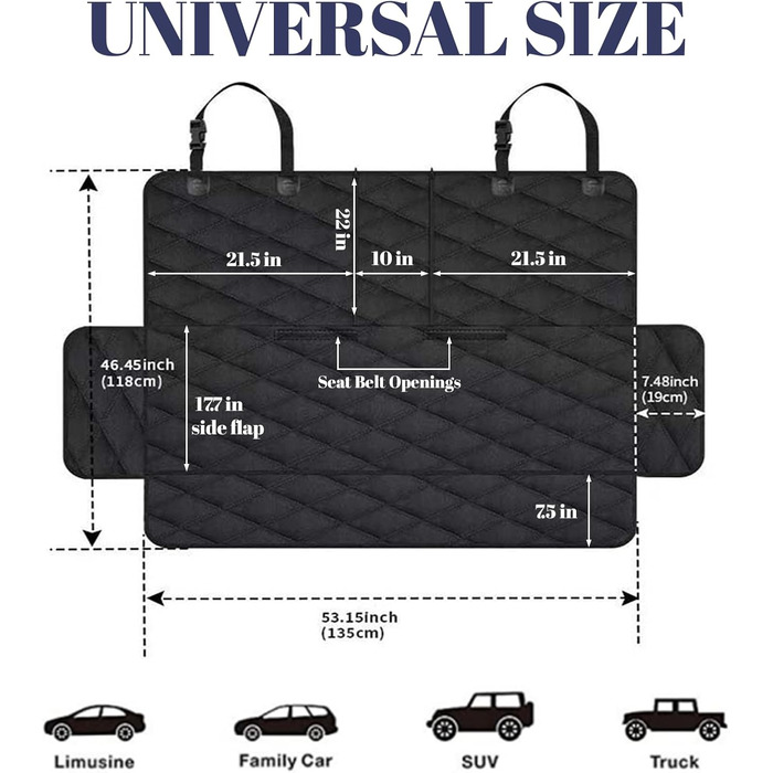 Накладка на сидіння автомобіля для собак, 135x120 см, водовідштовхувальна, стійка до подряпин, універсальна, для вантажівок, легкових автомобілів, позашляховиків, Jeep
