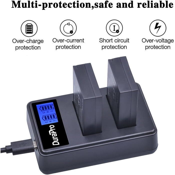 Акумулятор DuraPro 1800mAh LP-E12 + LCD зарядний пристрій Dual USB для Canon EOS M, M2, M10, M50, Rebel SL1, 100D