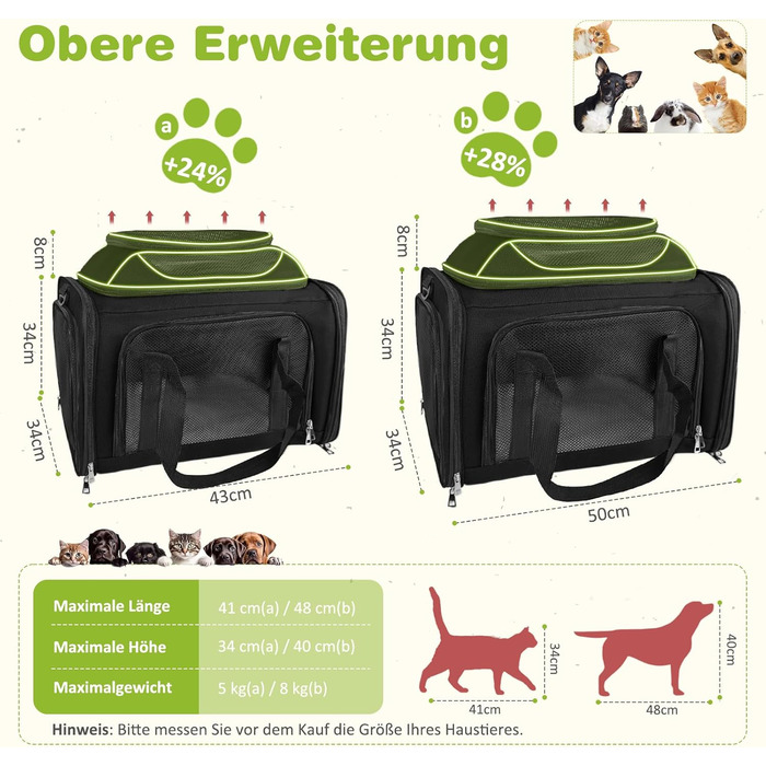 Транспортна сумка для кота та собаки, переноска для тварин (чорна, L)