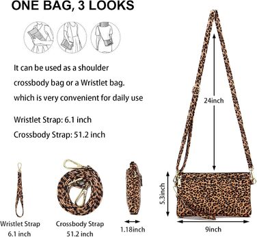 Сумка жіноча через плече зі шкіри, крос-боді, багато відділень, леопардовий принт