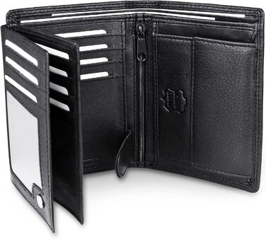Чоловічий гаманець Frentree® з натуральної шкіри Наппа з RFID захистом, 15 відділень для карток, чорний
