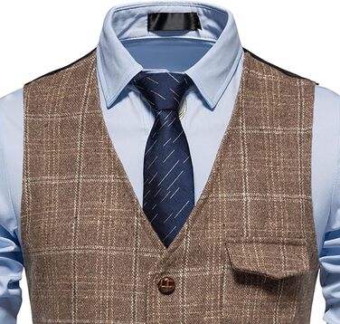 Чоловіча жилетка в клітинку, формальна, без рукавів, з V-подібним вирізом, твід, для бізнесу та відпочинку, жилетка з кишенею, колір кава