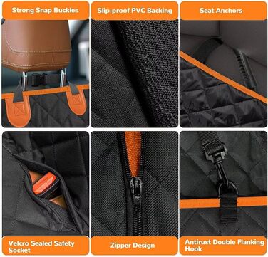 Чохол на автокрісло для собак, захист для сидіння, водовідштовхувальний, нековзний, захист заднього сидіння для собак та дітей, 135 x 150 см