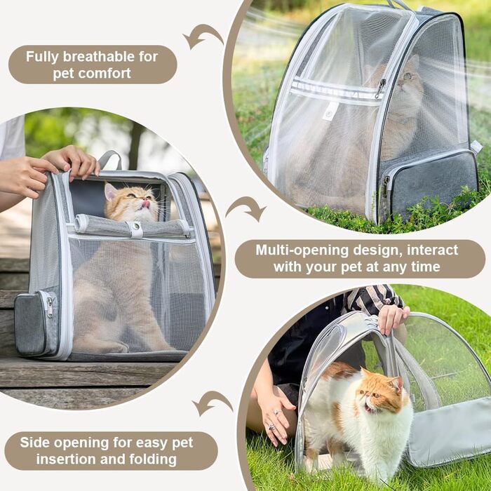 Рюкзак-переноска для кота/собаки, 40x32x28 см, сірий. Ідеально для тварин до 5 кг