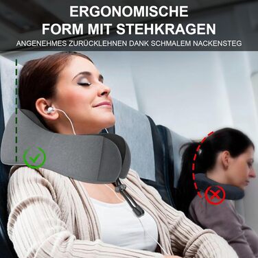 Подушка для шиї у вигляді білки Memory Foam для подорожей (темно-сірий)