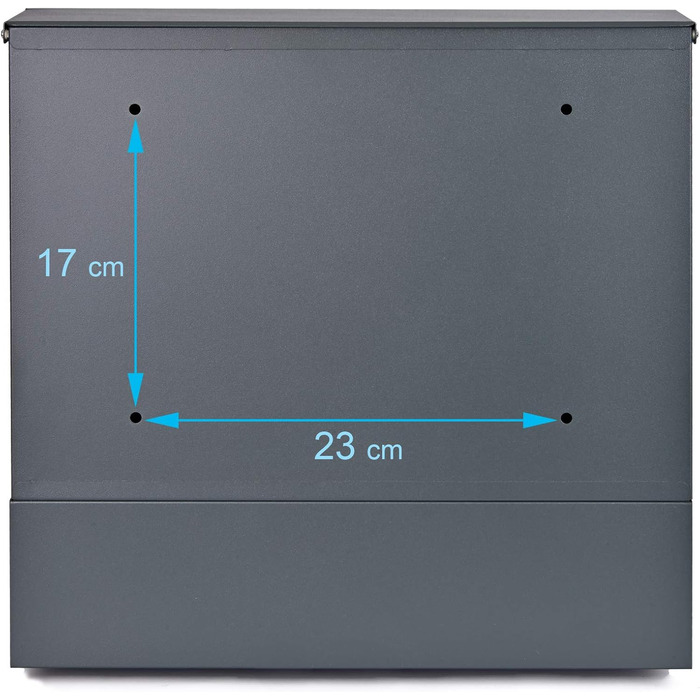 Поштовий ящик Verda з газетницею, нержавіюча сталь, антрацит, 37x37x11 см - сучасний вуличний поштовий ящик з ключем та оглядовим вікном