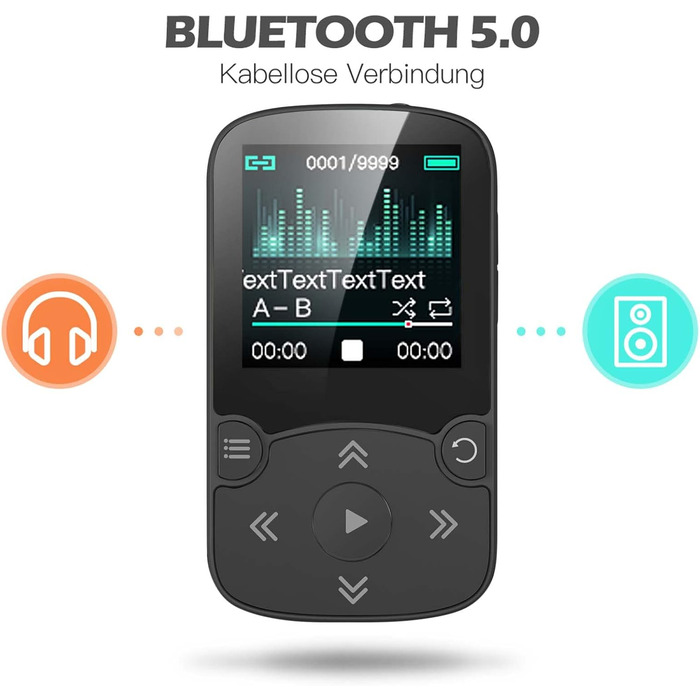 MP3 плеєр AGPTEK Bluetooth 5.0 32GB з кліпсою, 1.5
