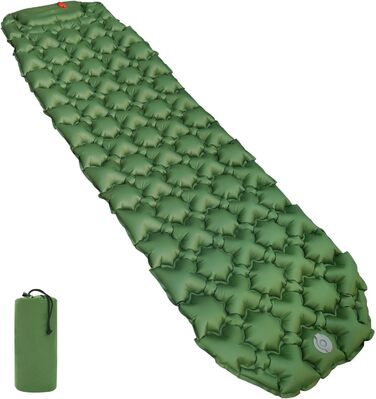 Amazon Basics Camping Sleeping Pad - Lightweight, Waterproof, with Foot Pump, 5.6 inch Thick, Olive Green