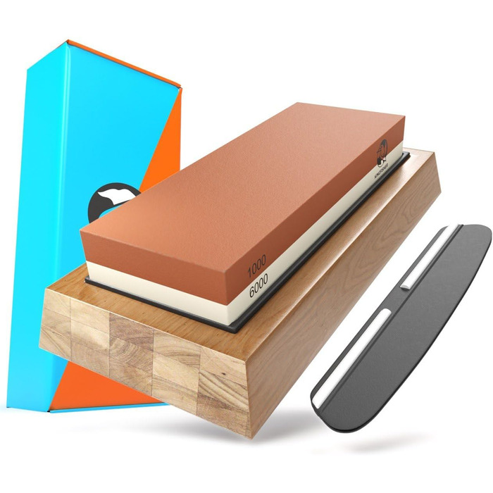 Шліфка для ножів Kingfisher 1000/6000 грінь, з підставкою, для професійного заточування ножів та інструментів, з кутовою наставкою