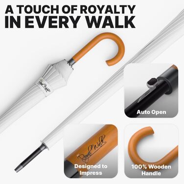 Гольф-парасолька Royal Walk XXL 120см для 2 особи, автоматична, вітростійка, з дерев'яною ручкою