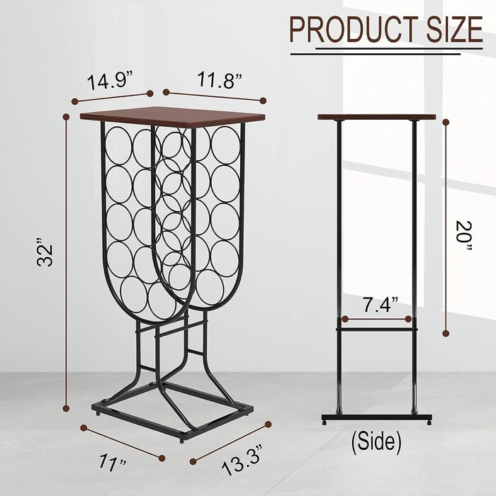 Taleco Gear Freestanding Wine Rack, Bottle Rack Wine Stand Rustic Style, Holds 14 Bottles Wine Rack, Freestanding Floor Wine Bottle Holder, Stackable Decorative Wine Rack Metal