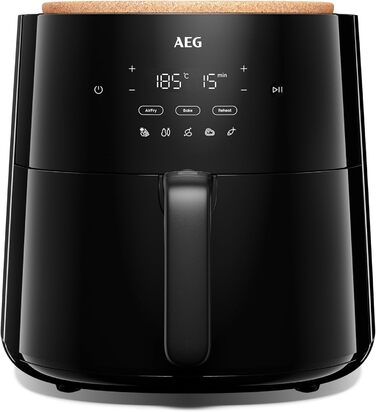 AEG AAF7B Hot Air Fryer / IF Design Award 2024 / Little to no oil / 8 programs / programmable / preheat function / 6.8l / dishwasher-safe / heat protection / flip reminder / black, 6.8l capacity, Series 7000