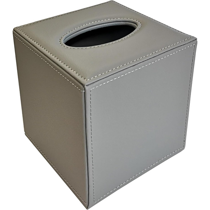 OSCO коробка для серветок з екошкіри, квадратна, сіра, 138x138x150 мм, для дому та офісу