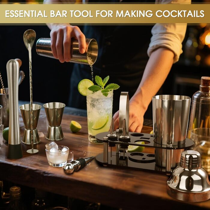 Набір для коктейлів FoiiLiio: професійний шейкер Boston, 12 предметів, нержавіюча сталь