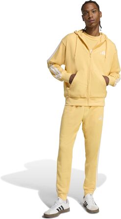 Чоловіча толстовка на блискавці Adidas Essential Three Stripes French Terry Hoodie (M, Semi Ice Tangerine/White)
