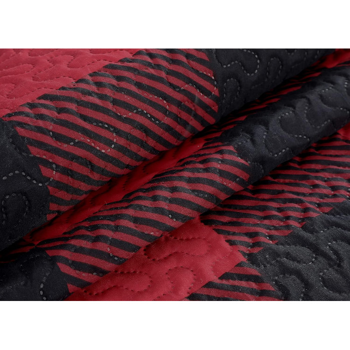 Комплект літньої постільної білизни Marina Decoration з ковдрою та двома наволочками, чорно-червоний візерунок, розмір Full/Queen