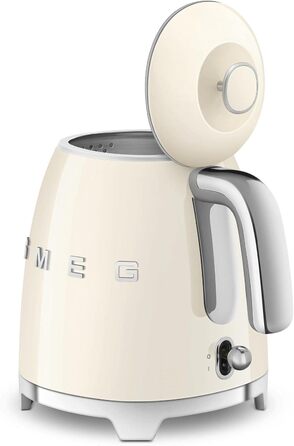 Електричний чайник Smeg KLF05CREU, 0.8 л, кремовий колір, нержавіюча сталь, захист від перегріву, індикатор рівня води, антиковзаюче дно, вбудована котушка для кабелю, 1400W