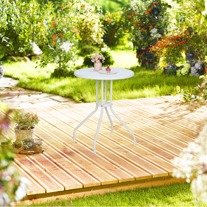 Relaxdays Round Garden Table with Rattan Look
