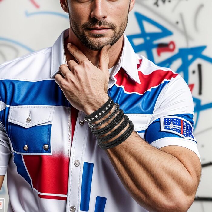 Чоловічий/жіночий браслет з дерева Manfn, 6 шт. у наборі, регульований, виготовлений з дерева, плетіння Gflochtns, стильний браслет на руку