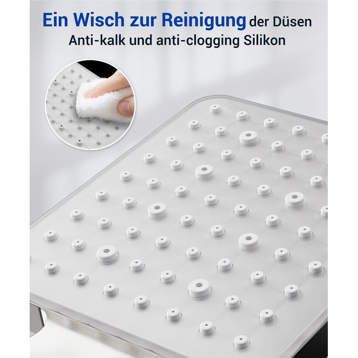 Набір для душу Newentor з шлангом 1,5 м, високий тиск, 6 режимів, срібляний (душова лійка, позолочений шланг)
